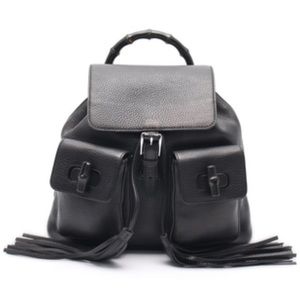 Gucci bamboo rucksack leather backpack